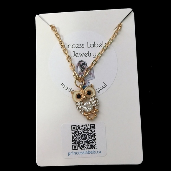 Rhinestone Owl Hand Crafted Necklace Gold Plated Chain - Picture 6 of 8